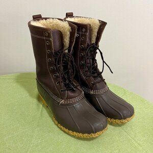 L.L. Bean Men's 7 Boots 10" Shearling Lined Lace Up Leather Winter Snow Boots